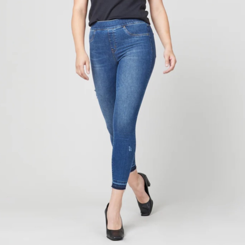 Spanx Distressed Ankle Skinny Jeans M EUC